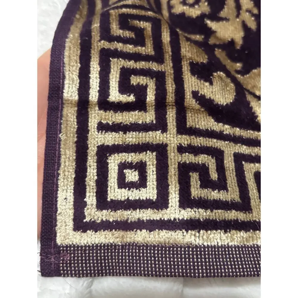 Well dressed home purple gold Greek key hand towel nwot cotton viscose blend